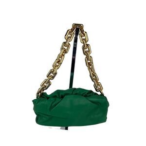 Bottega Veneta Green Chain Leather Pouch Bag Clutch